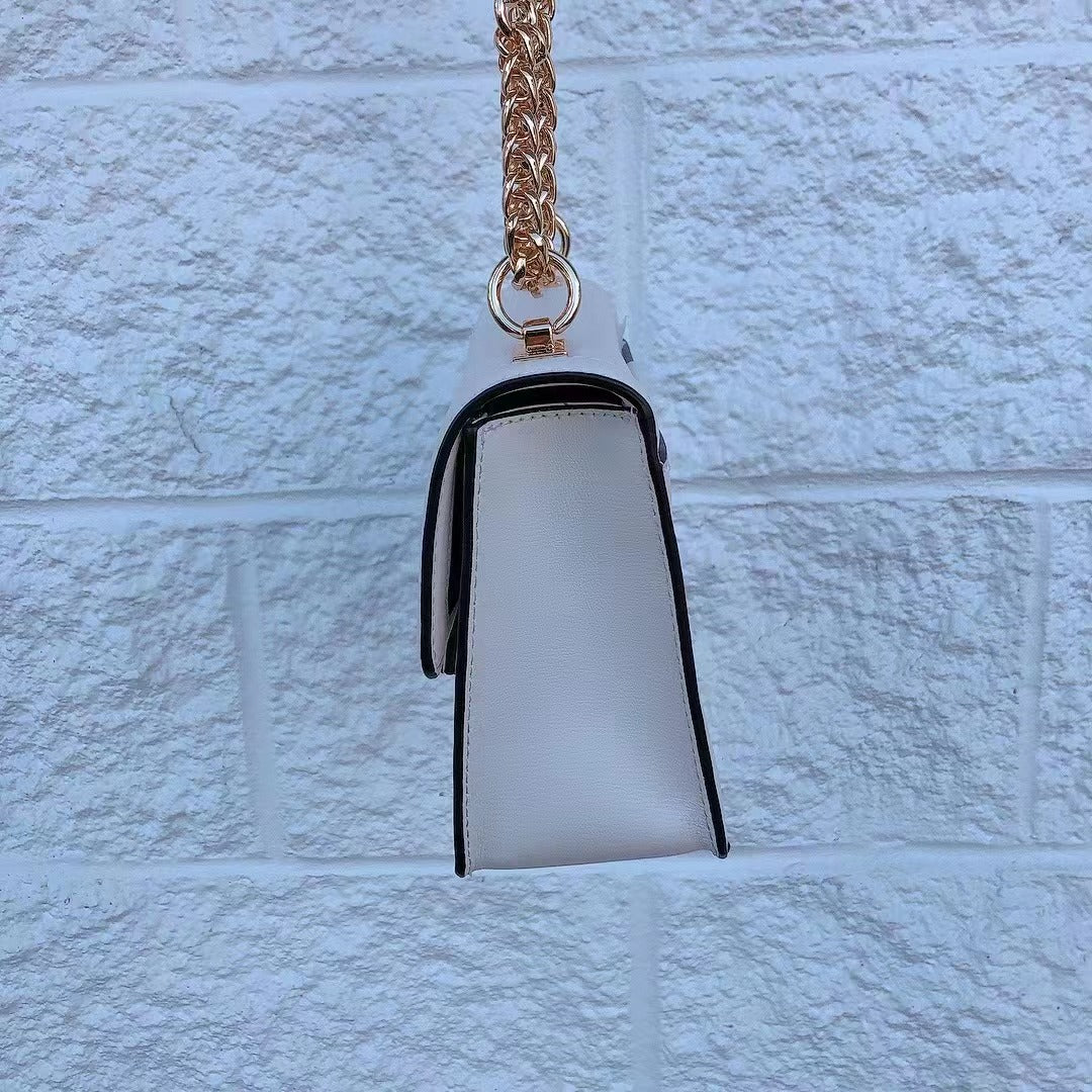 MICHAEL KORS 35F1G6SS5L Sonia Small Leather Shoulder Bag In Optic White MICHAEL KORS 35F1G6SS5L Sonia Small Leather Shoulder Bag In Optic White